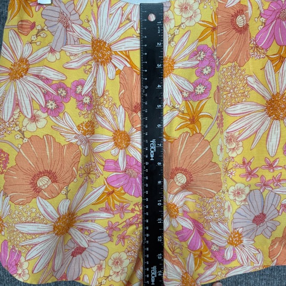 H&M Shorts Womens 8 Pink Yellow Floral Linen Viscose Blend High‎ Rise Dressy NWT - Picture 6 of 14